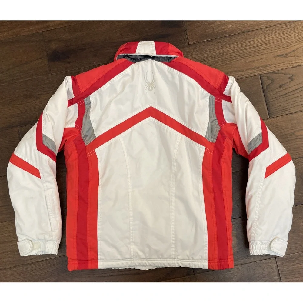Spyder Jacket Ski‎ Insulted Snow White Red Hooded XT Snowboard Kids VTG Youth 12